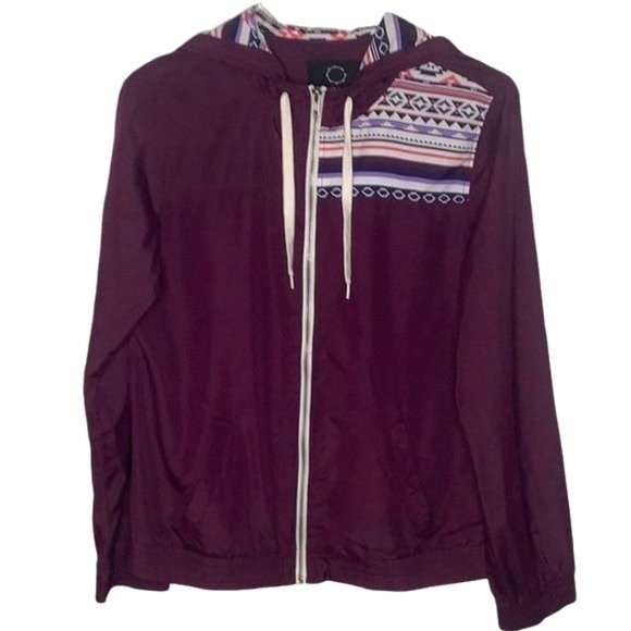 Zumiez Jackets & Blazers - ZUMIEZ EMPYRE Burgundy Aztec print zip front size large
